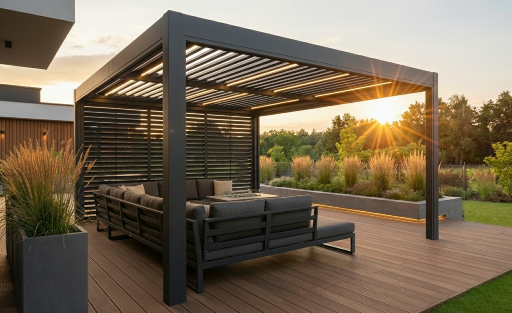 pergola ze sciana z lameli